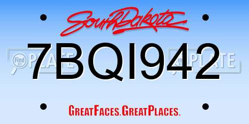 7BQI942 South Dakota License Plate