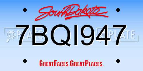 7BQI947 South Dakota License Plate