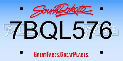 7BQL576 South Dakota License Plate
