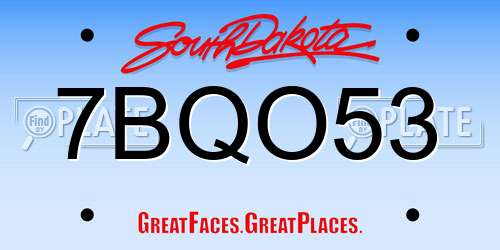 7BQO53 South Dakota License Plate