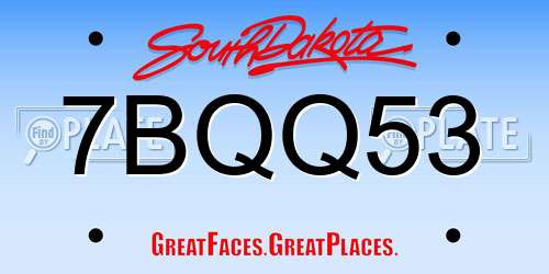 7BQQ53 South Dakota License Plate