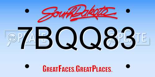 7BQQ83 South Dakota License Plate