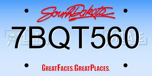 7BQT560 South Dakota License Plate