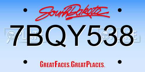 7BQY538 South Dakota License Plate