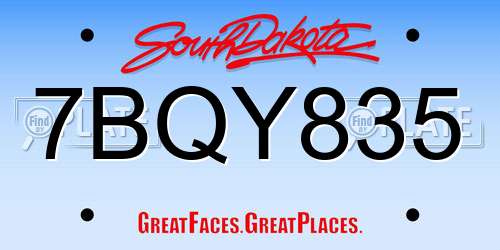 7BQY835 South Dakota License Plate