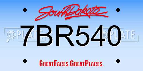 7BR540 South Dakota License Plate