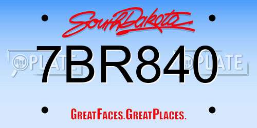 7BR840 South Dakota License Plate