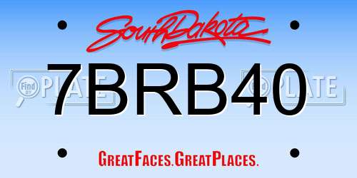 7BRB40 South Dakota License Plate