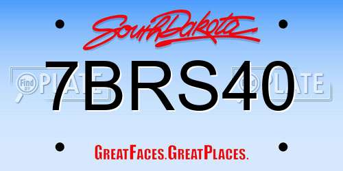 7BRS40 South Dakota License Plate
