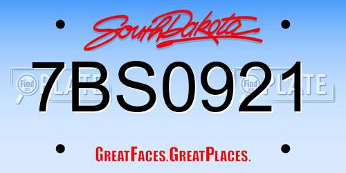 7BS0921 South Dakota License Plate