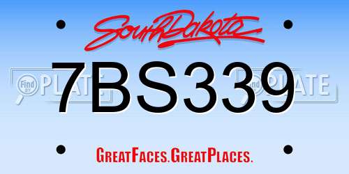 7BS339 South Dakota License Plate