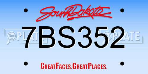 7BS352 South Dakota License Plate