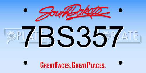 7BS357 South Dakota License Plate