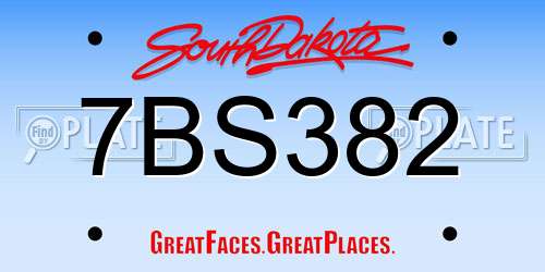 7BS382 South Dakota License Plate