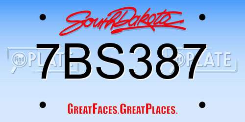 7BS387 South Dakota License Plate