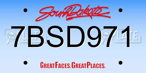 7BSD971 South Dakota License Plate