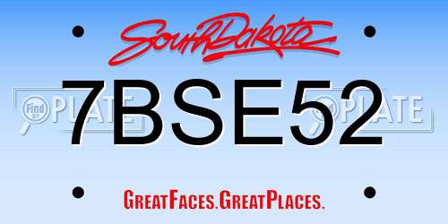 7BSE52 South Dakota License Plate