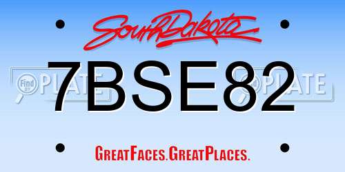 7BSE82 South Dakota License Plate