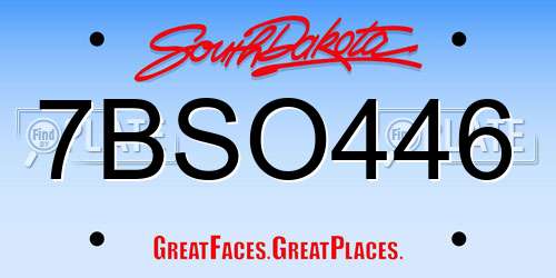 7BSO446 South Dakota License Plate