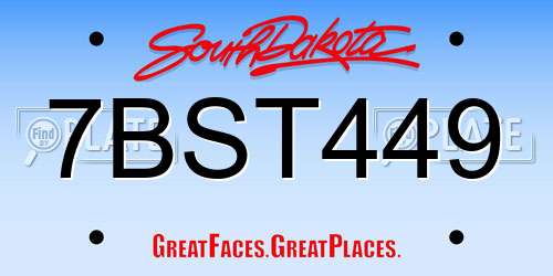 7BST449 South Dakota License Plate