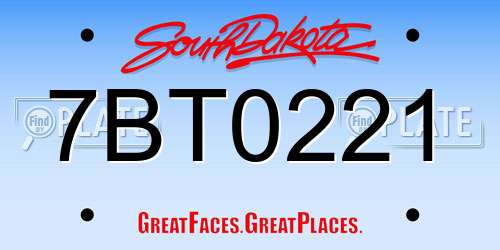 7BT0221 South Dakota License Plate