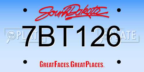 7BT126 South Dakota License Plate