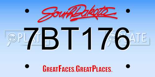 7BT176 South Dakota License Plate