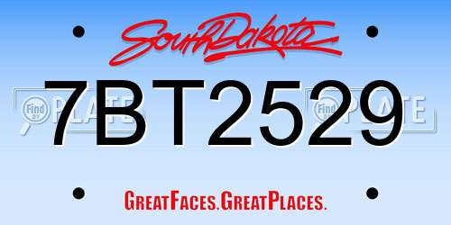 7BT2529 South Dakota License Plate