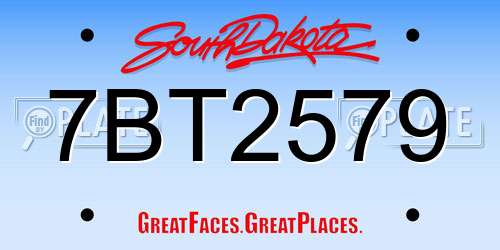 7BT2579 South Dakota License Plate