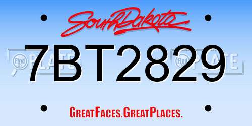 7BT2829 South Dakota License Plate