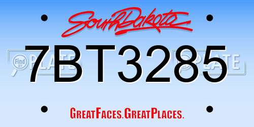 7BT3285 South Dakota License Plate