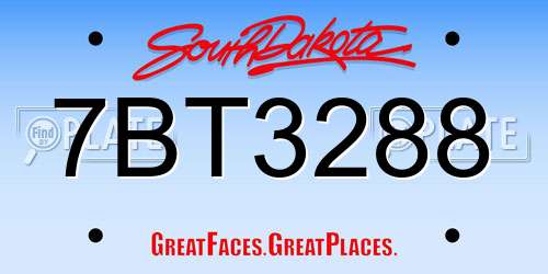 7BT3288 South Dakota License Plate
