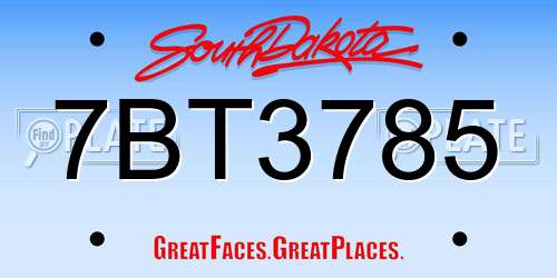 7BT3785 South Dakota License Plate