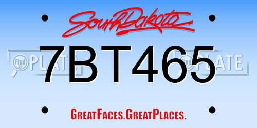7BT465 South Dakota License Plate