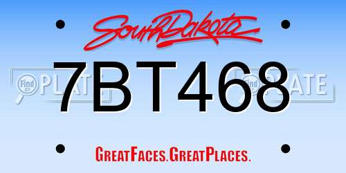 7BT468 South Dakota License Plate