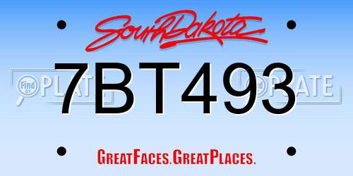 7BT493 South Dakota License Plate