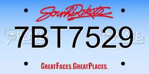 7BT7529 South Dakota License Plate