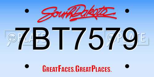 7BT7579 South Dakota License Plate