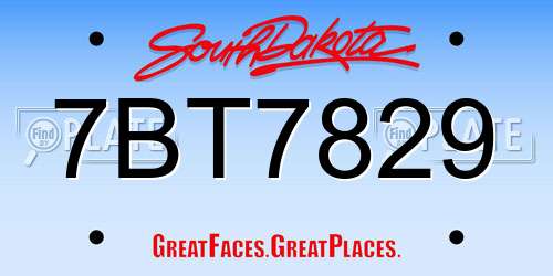 7BT7829 South Dakota License Plate