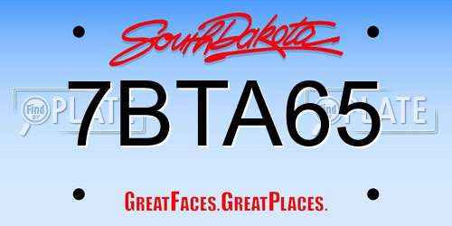 7BTA65 South Dakota License Plate
