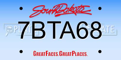 7BTA68 South Dakota License Plate