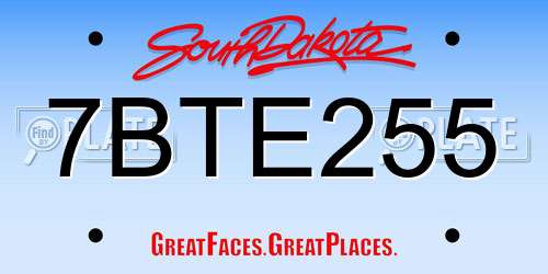 7BTE255 South Dakota License Plate