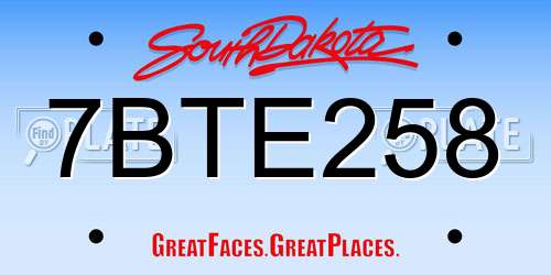 7BTE258 South Dakota License Plate