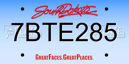 7BTE285 South Dakota License Plate