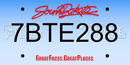 7BTE288 South Dakota License Plate