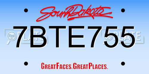 7BTE755 South Dakota License Plate