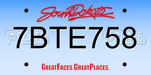 7BTE758 South Dakota License Plate