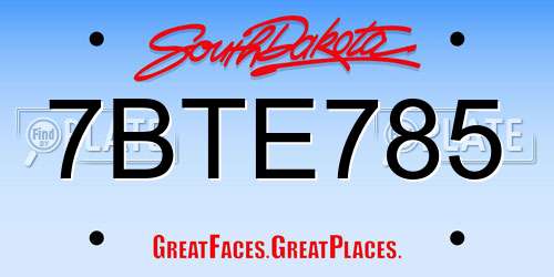 7BTE785 South Dakota License Plate