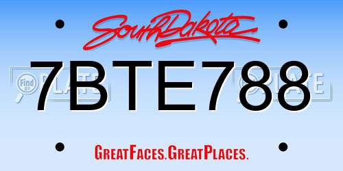 7BTE788 South Dakota License Plate