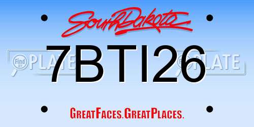 7BTI26 South Dakota License Plate